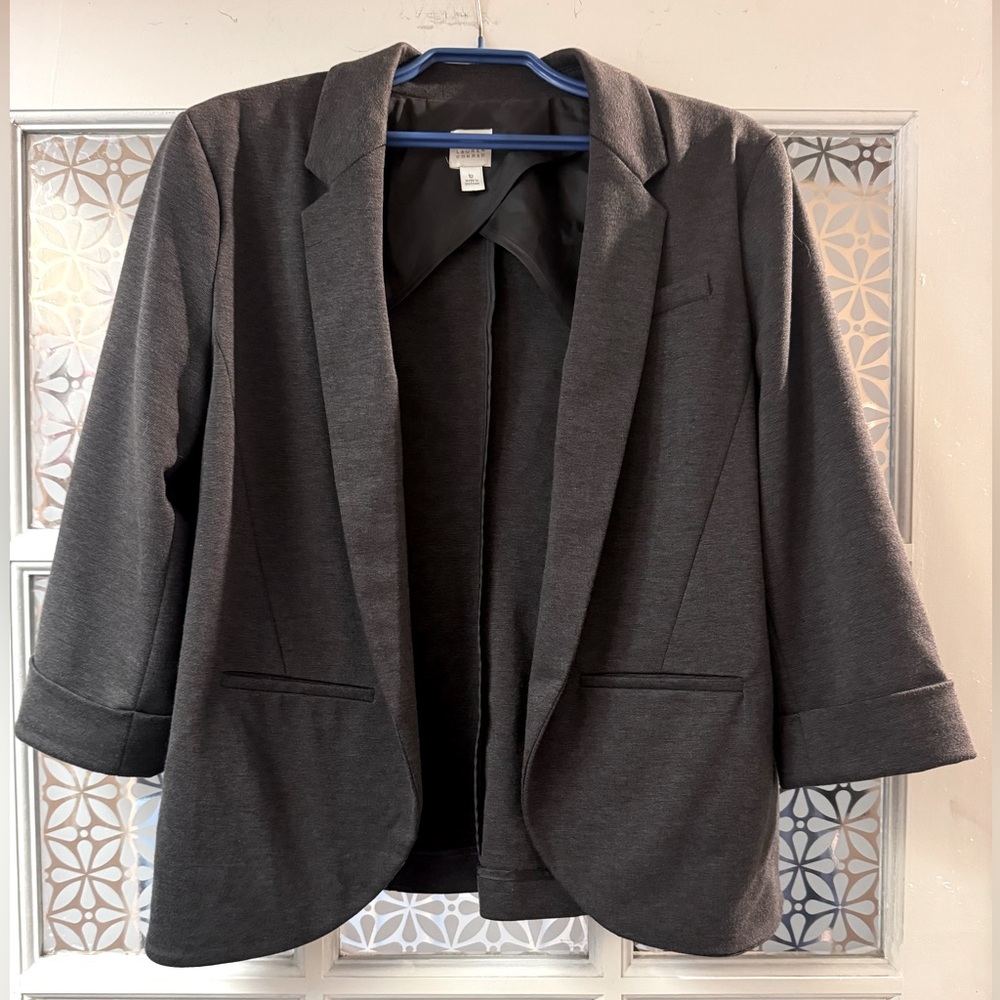 Lauren Conrad Charcoal gray open jacket blazer 12